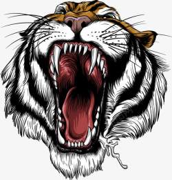 尖牙张大嘴巴的老虎高清图片