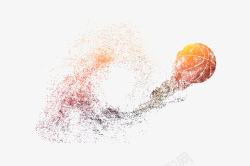 粒子风格奔跑动感篮球粒子剪影高清图片