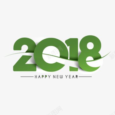 新年快乐绿色2018图标图标