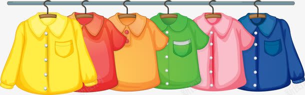 衣柜里的衣服png免抠素材_88icon https://88icon.com 儿童服装 彩色衣服 晾衣杆 矢量素材 衣柜