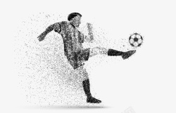 矢量足球踢球剪影图标足球圆点粒子剪影高清图片