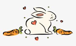 儿童吃西瓜小兔子爱胡萝卜高清图片