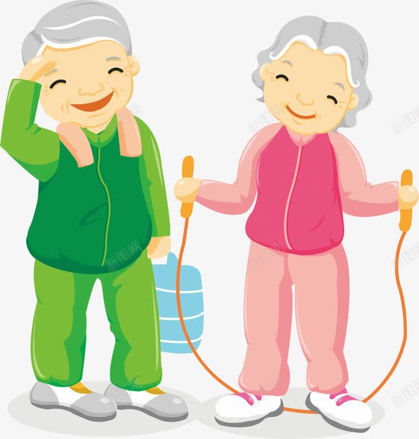 健康老人png免抠素材_88icon https://88icon.com 健康老人 健身 卡通人物 娱乐 年迈的母亲 幸福的老两口 快乐 红色 绿色 老当益壮 跳绳 运动 运动老人 锻炼