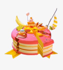 七彩3D场景卡通蛋糕高清图片