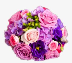 漂亮紫色珠花一束球状紫色新娘捧花高清图片