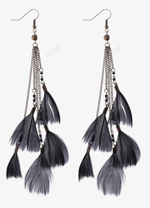 黑色羽毛长流苏耳环png免抠素材_88icon https://88icon.com 一对耳环 度假 旅行 沙滩 流苏耳环 海边 羽毛 耳环 长流苏 黑色