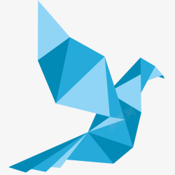 蓝色折纸鸽子插画矢量图素材