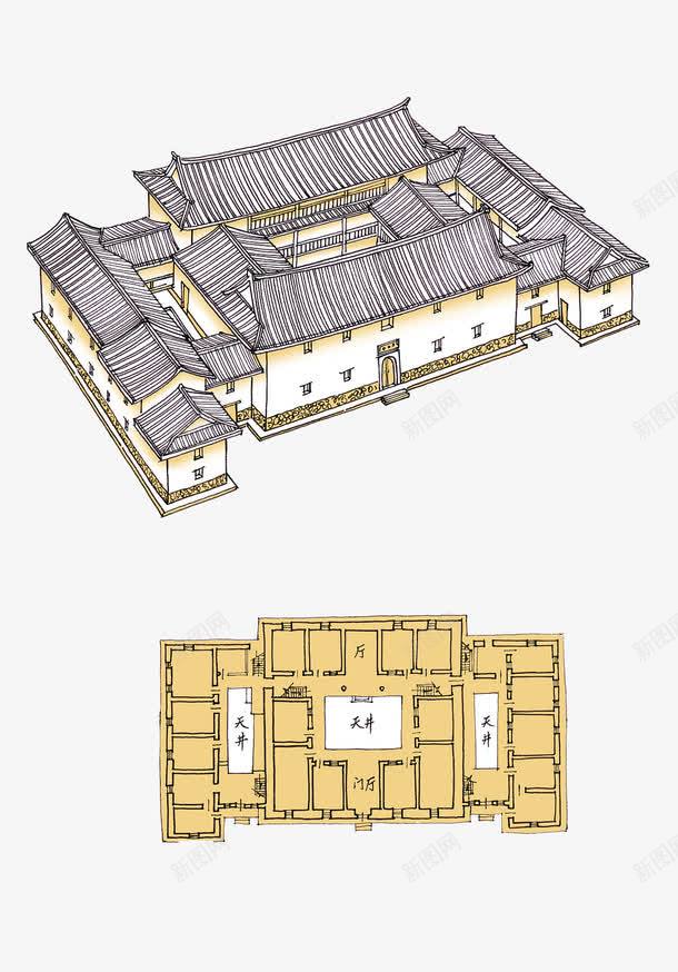 中国文化建筑院落客家建筑Ppng免抠素材_88icon https://88icon.com 中国文化 中国文化建筑设计院落客家建筑PNG免费下载 中国风 客家 客家建筑 少数名族 手绘 鸟瞰建筑图