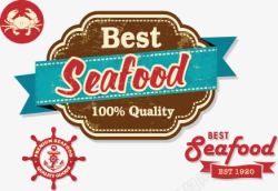 小海鲜餐饮标签矢量图图标高清图片