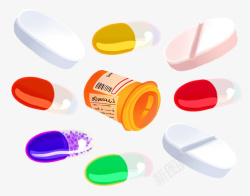 彩色的药片彩色的医药胶囊高清图片