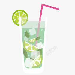 手绘柠檬茶卡通夏季冰爽饮料装饰高清图片