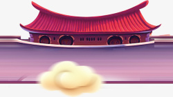 紫色中国风古代房子素材