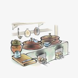 古代风格厨房灶台高清图片