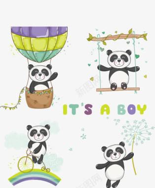 动物卡通熊猫动物图标矢量图图标