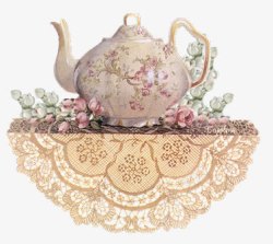茶壶欧式蕾丝桌布素材