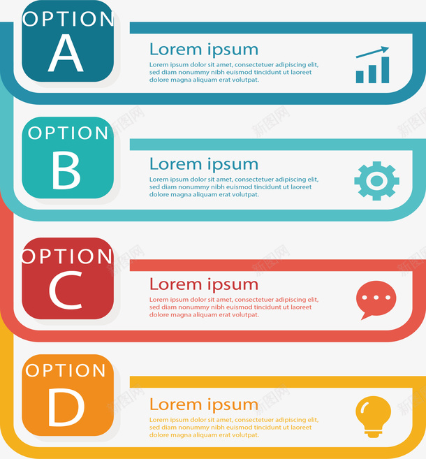 彩色边框英文序列图表矢量图ai免抠素材_88icon https://88icon.com 信息图表 序列 彩色边框 步骤图 矢量png 英文序列 矢量图