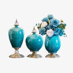 新中式蓝色花瓶素材
