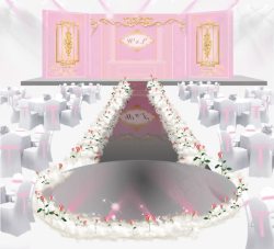 粉色舞台素材粉色欧式婚礼效果图高端高清图片