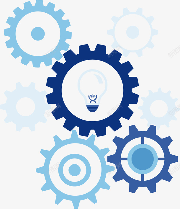 旋转的齿轮png免抠素材_88icon https://88icon.com 几何图形 创意 形状 灯泡 蓝色 齿轮