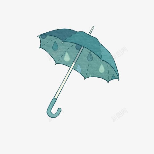 绿色雨滴雨伞卡通png免抠素材_88icon https://88icon.com 卡通 绿色 雨伞 雨滴