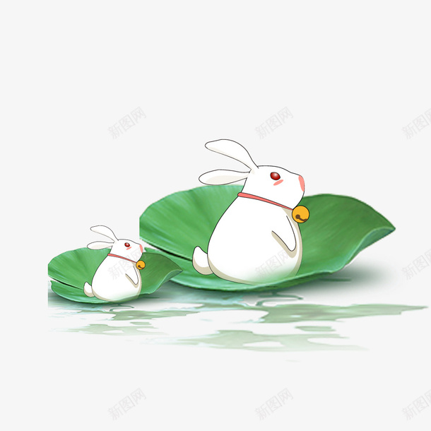 卡通站在荷叶里的兔子psd免抠素材_88icon https://88icon.com 中秋节 兔子 动物设计 卡通 小白兔 玉兔 荷叶