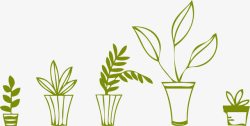 可爱卡通5种小盆栽简笔画植物素材