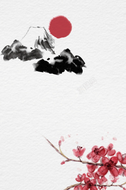 赏樱矢量古风日本富士山樱花背景高清图片