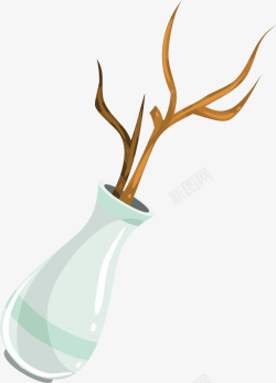 简单树枝背景简约的花瓶树枝矢量图高清图片