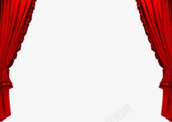 红色双边帷幕窗帘素材