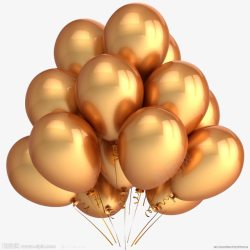 金色质感飞起的气球素材
