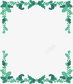 绿色卡通树叶边框矢量图素材