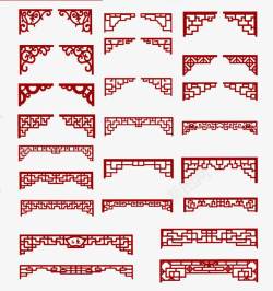 中国风红色中式花边纹理素材