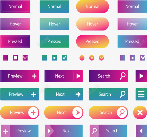 渐变色网页按钮矢量图ai免抠素材_88icon https://88icon.com 彩色按钮 按钮 渐变色按钮 矢量png 网页按钮 网页设计 矢量图