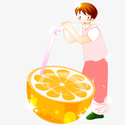 喝新鲜的橙汁矢量图素材