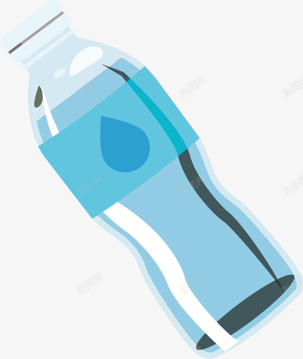 瓶装的矿泉水矢量图ai免抠素材_88icon https://88icon.com 卡通 塑料瓶 手绘 瓶装 蓝色 饮用水 矢量图