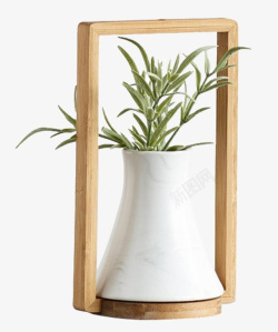 绿色木框木质框架植物装饰摆件高清图片