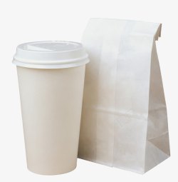 一次性塑料杯子白色食物包装袋高清图片