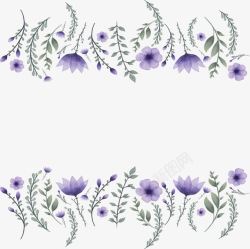 三色花藤水彩紫色花藤边框高清图片
