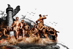 八一建军节爱国题材复古雕像素材