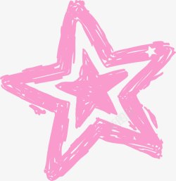 不同形状的星星粉色手绘五角星高清图片