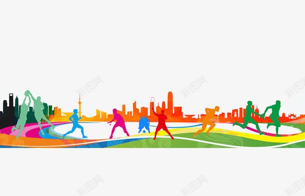 创意运动和城市剪影png免抠素材_88icon https://88icon.com 彩色 接力赛 篮球 赛跑
