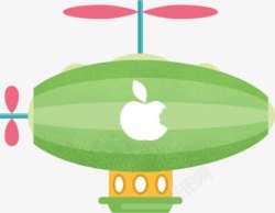 卡通热气球苹果标志素材