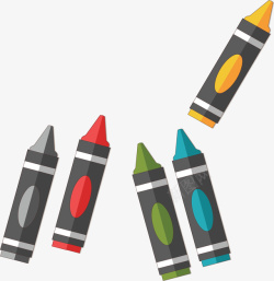 教育美术彩色蜡笔矢量图素材