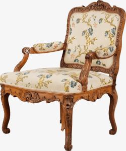 扶手椅田园欧式花纹单人沙发椅高清图片