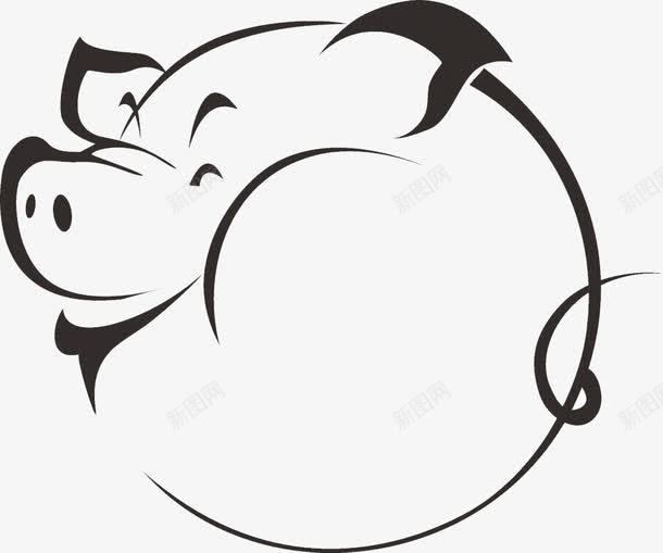 手绘卡通猪剪影png免抠素材_88icon https://88icon.com Q版猪 动物 卡通 大肥猪 头像 猪 猪剪影 简洁动物 线条