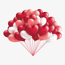 红色圆弧心形气球元素素材