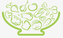 绿色矢量碗碗里的蔬菜矢量图高清图片
