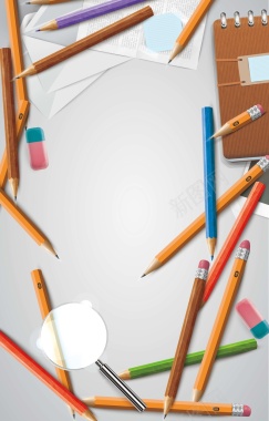 彩色乱放的铅笔背景矢量图背景