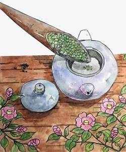 茶杯海报设计茶壶茶叶花朵高清图片