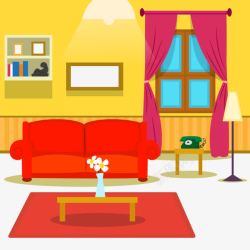 沙发和吊灯彩色客厅矢量图高清图片